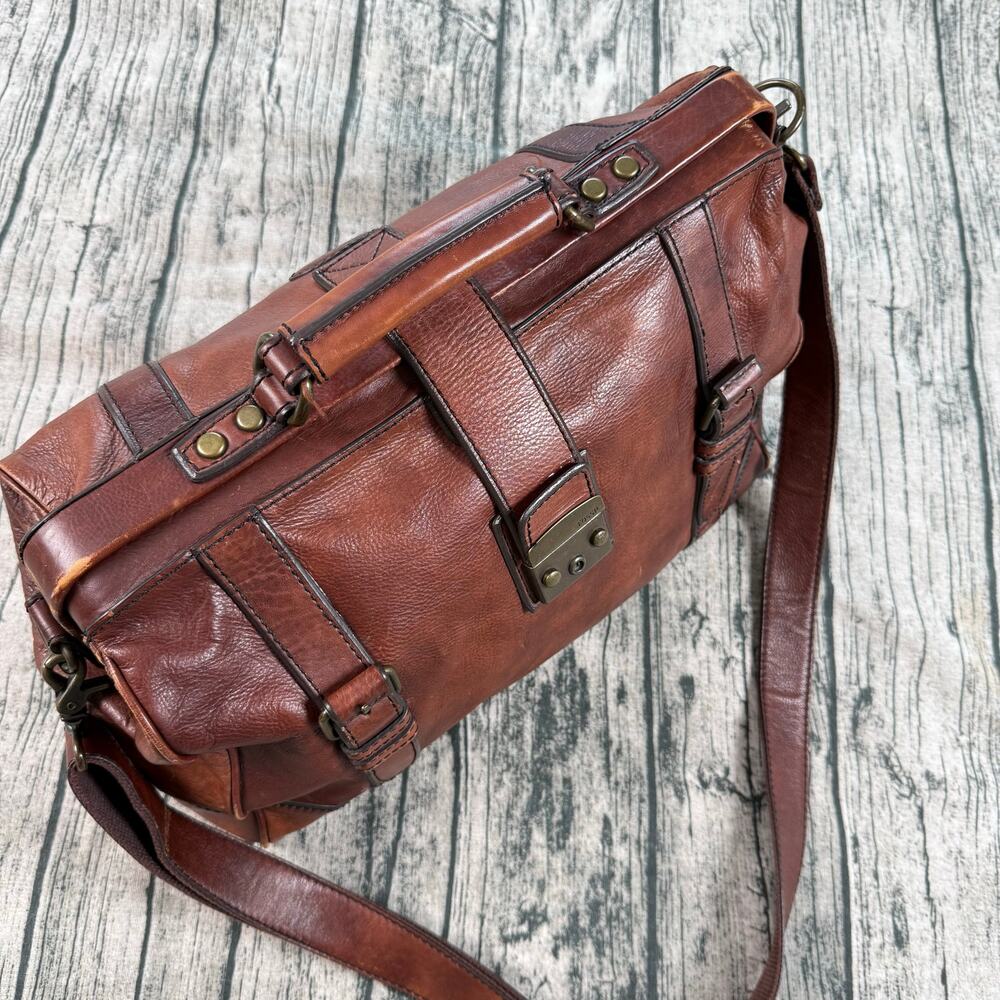 Fossil Brown Leather Messenger Briefcase - Picture 16 of 16
